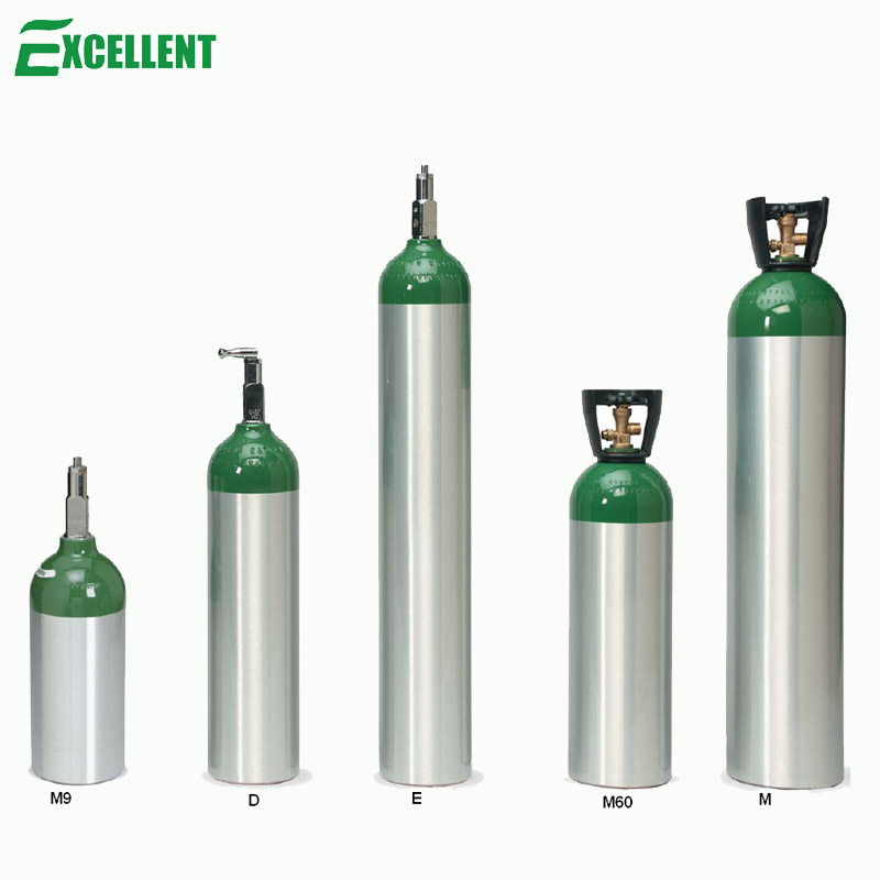 DOT/TPED/TUV Aluminum cylinders 2l/3l/5l/10l/20l M6/MD/ME/M60/M122/M150 medical gas bottle oxygen cylinders
